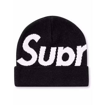 Black Supreme Big Logo Beanie Hats | MY111XF
