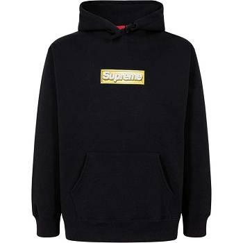 Black Supreme Bling Box Logo Hoodie | MY489OR