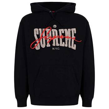 Black Supreme Embroide Chenilles Hoodie | MY483EX