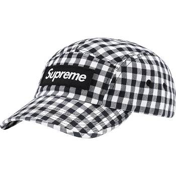 Black Supreme Gingham Camp Cap Hats | MY116MA