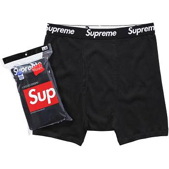 Black Supreme Hanes® Boxer Briefs (4 Pack) Underwear | MY102SO