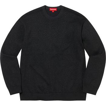 Black Supreme Metallic L/S Top Sweaters | MY333OR