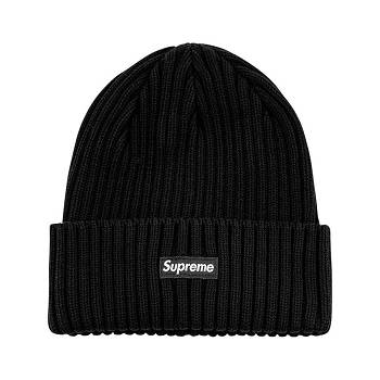 Black Supreme Overdyed Logo Beanie Hats | MY108KI