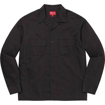 Black Supreme Pinstripe Linen Shirts | MY374BC