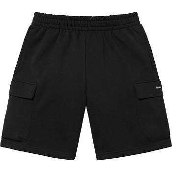 Black Supreme Small Box Baggy Cargo Sweat Shorts | MY369LH