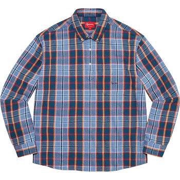 Blue Supreme Pullover Plaid Flannel Shirts | MY380RW