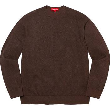 Brown Supreme Metallic L/S Top Sweaters | MY332IS