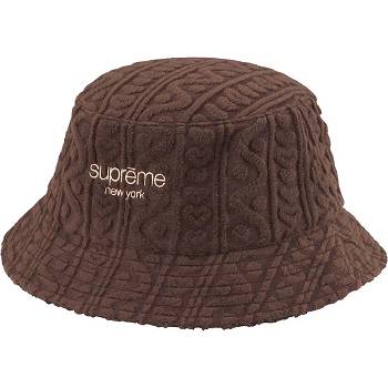 Brown Supreme Terry Pattern Crusher Hats | MY143QZ