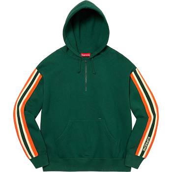 Green Supreme Half Zip Hooded Sweatshirts | MY291LH