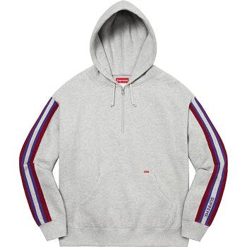Grey Supreme Half Zip Hooded Sweatshirts | MY292ZG
