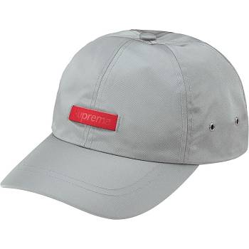 Grey Supreme Leather Patch 6-Panel Hats | MY119EX