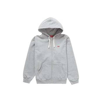 Grey Supreme Small Box Drawcord Zip Up Hooded Sweatshirts | MY259DN