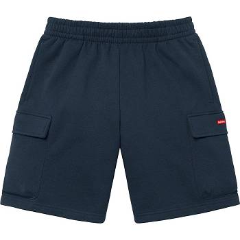 Navy Supreme Small Box Baggy Cargo Sweat Shorts | MY371XF