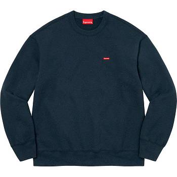 Navy Supreme Small Box Crewneck Sweatshirts | MY284SO