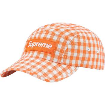Orange Supreme Gingham Camp Cap Hats | MY118WY