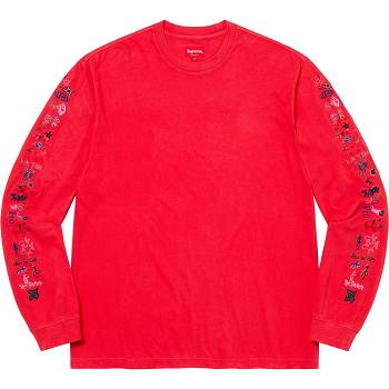 Red Supreme AOI Icons L/S Top Sweaters | MY314HK