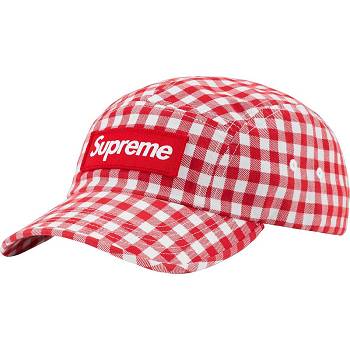 Red Supreme Gingham Camp Cap Hats | MY114BC