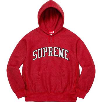 Red Supreme Glitter Arc Hooded Sweatshirts | MY296BC