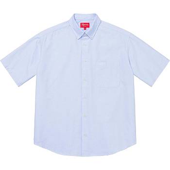 White / Blue Supreme Loose Fit S/S Oxford Shirts | MY381TV