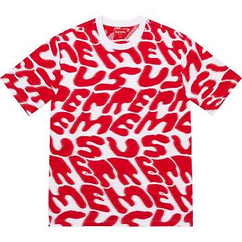 White / Red Supreme Stacked Intarsia S/S Top Sweaters | MY311DN