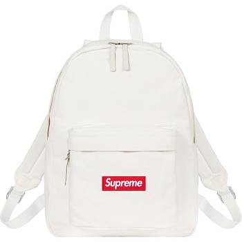 White Supreme Canvas Backpack Bags | MY165VD