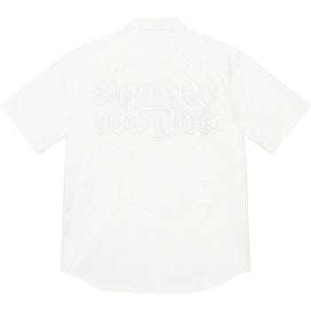 White Supreme Croc Patch S/S Work Shirts | MY386PQ