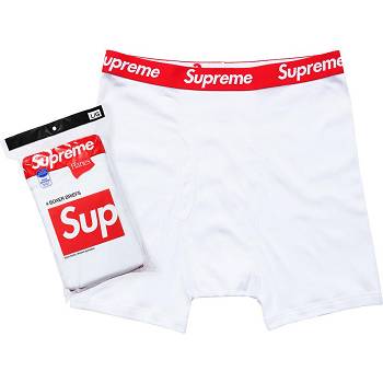 White Supreme Hanes® Boxer Briefs (4 Pack) Underwear | MY101AP