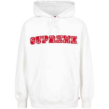 White Supreme Lace Detail Logo Hoodie | MY475XF