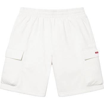 White Supreme Small Box Baggy Cargo Sweat Shorts | MY368KI