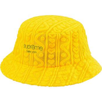 Yellow Supreme Terry Pattern Crusher Hats | MY139VD